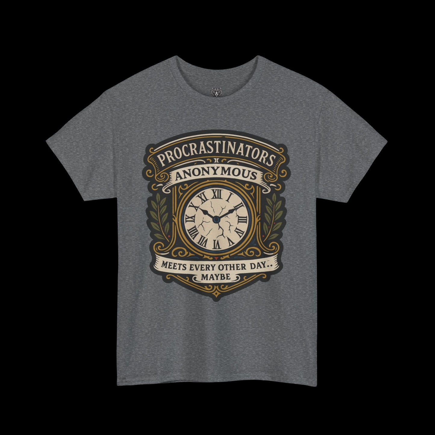 Procrastinators Anonymous Tee - Graphic Crest Shirt