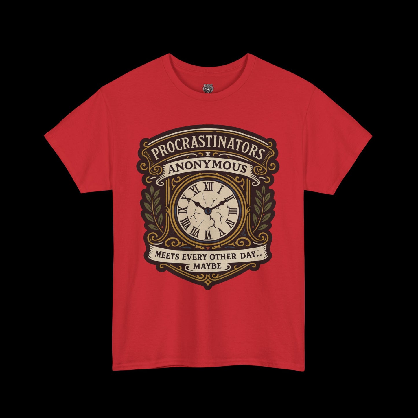 Procrastinators Anonymous Tee - Graphic Crest Shirt
