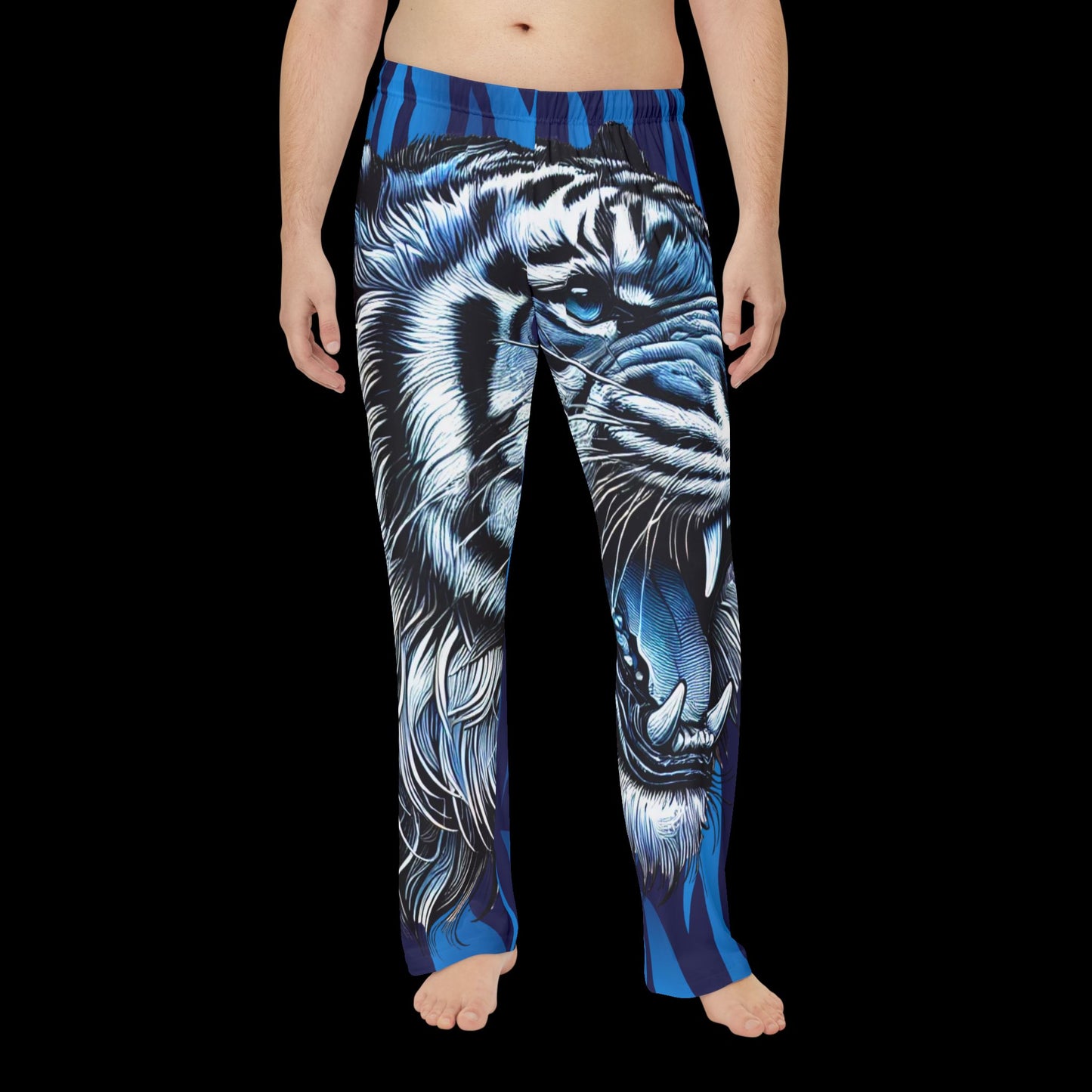 Fierce Tiger Men's Pajama Pants - Comfortable Sleepwear in Bold Blue Design