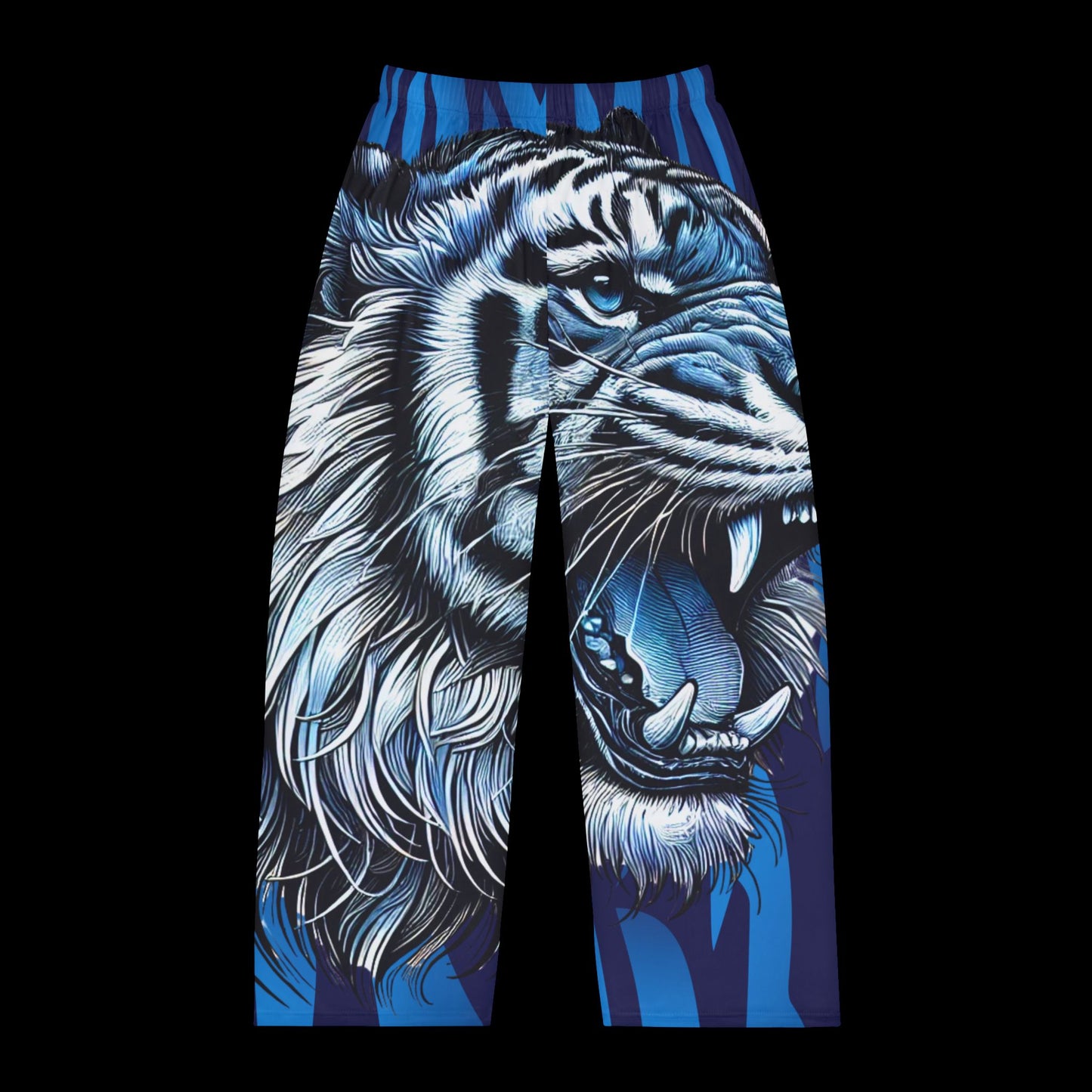 Fierce Tiger Men's Pajama Pants - Comfortable Sleepwear in Bold Blue Design