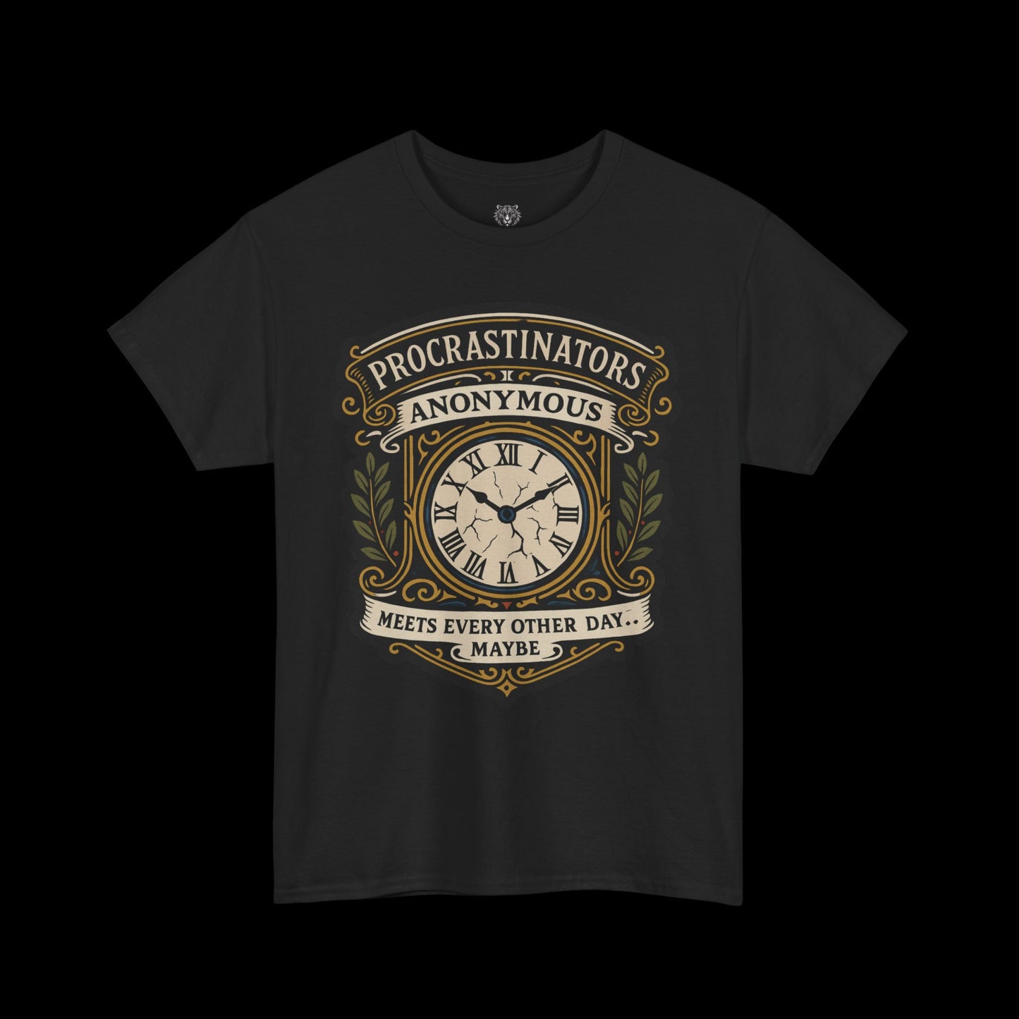 Procrastinators Anonymous Tee - Graphic Crest Shirt