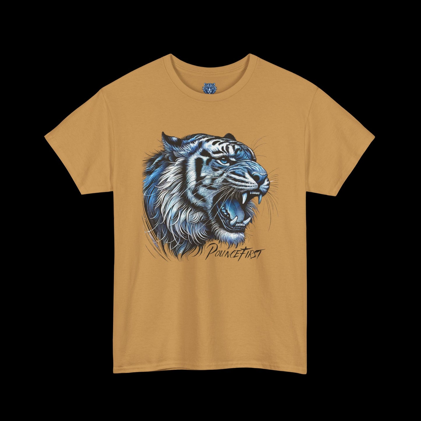 Blue Tiger Portrait - Roaring Tiger Graphic Tee