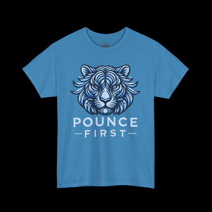 Blue Tiger Logo Tee – Bold Pounce First Tiger Graphic T-Shirt