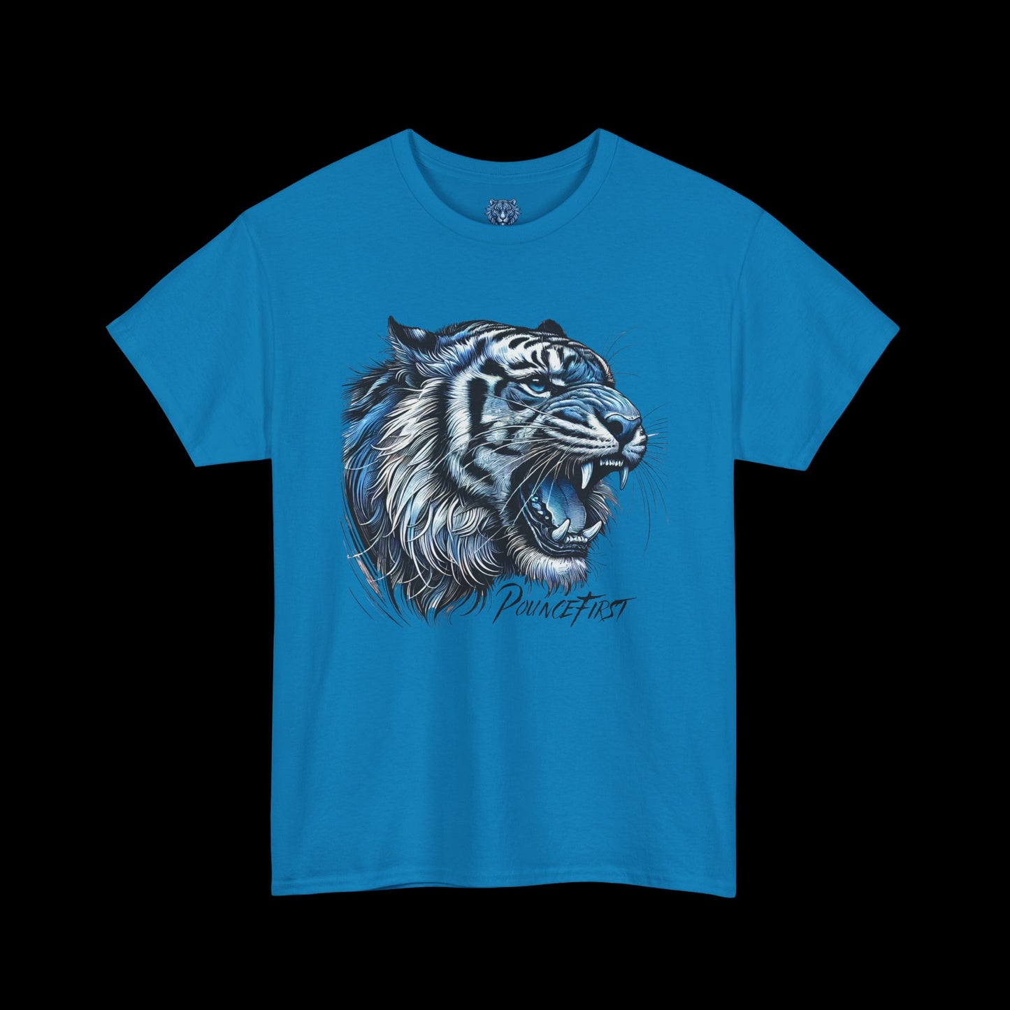 Blue Tiger Portrait - Roaring Tiger Graphic Tee