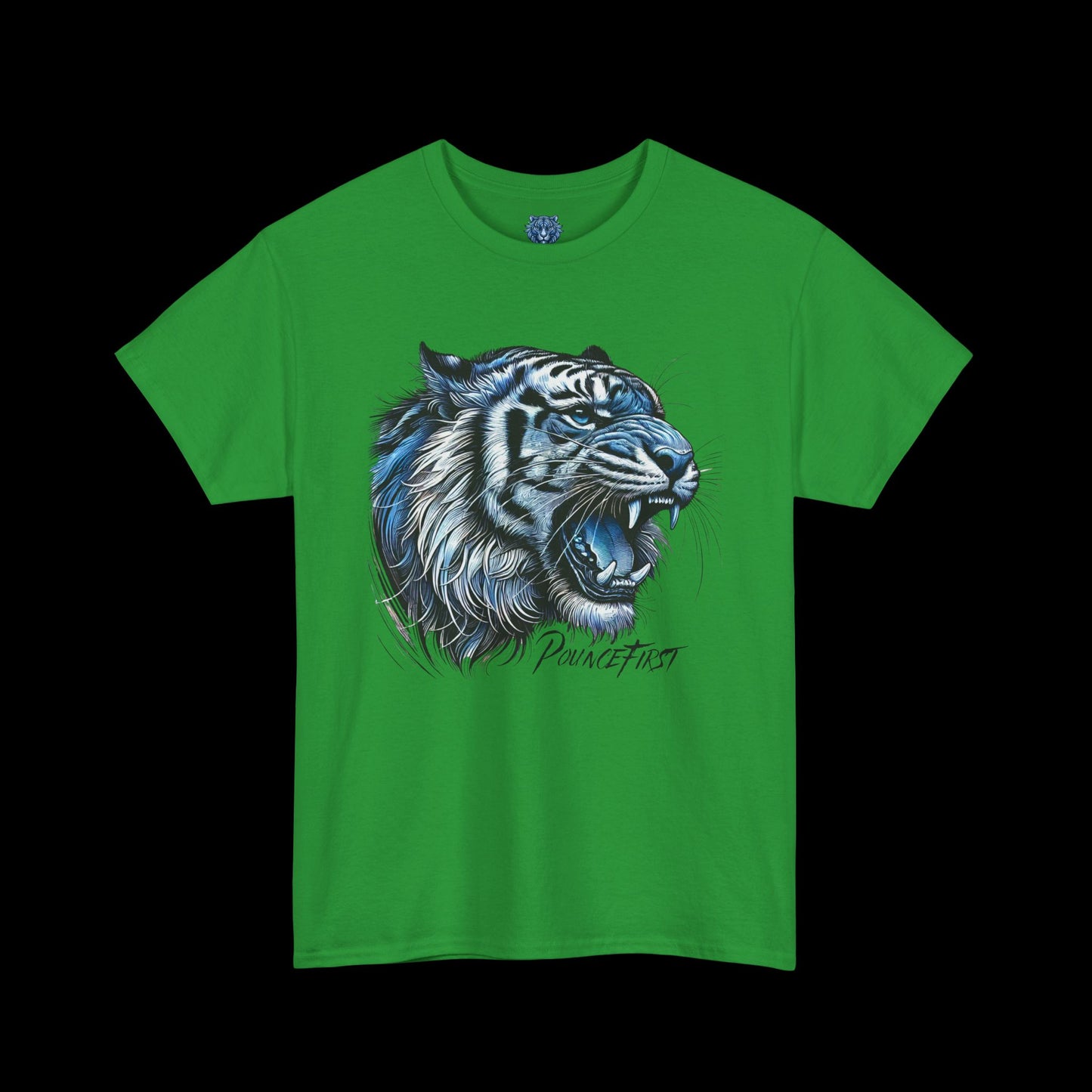 Blue Tiger Portrait - Roaring Tiger Graphic Tee