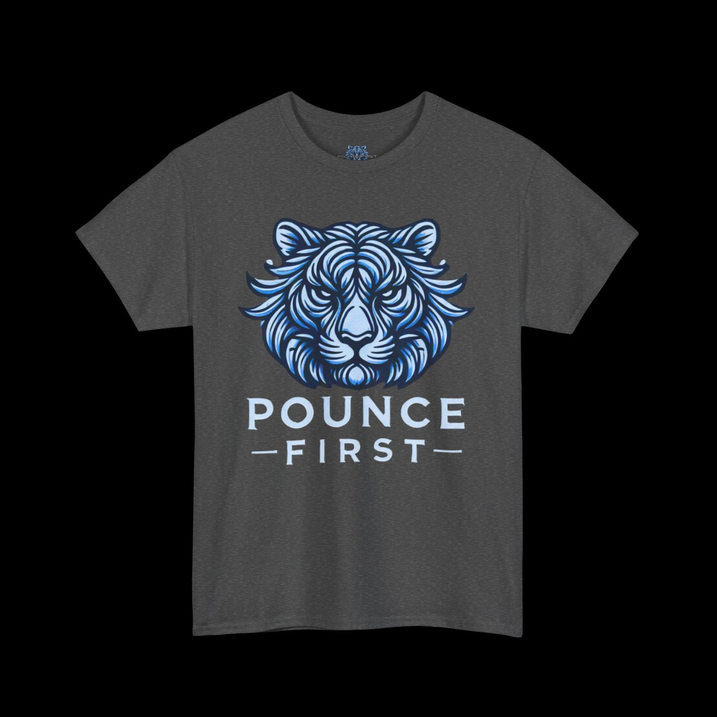 Blue Tiger Logo Tee – Bold Pounce First Tiger Graphic T-Shirt