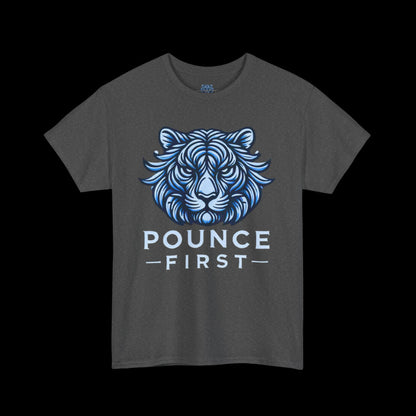 Blue Tiger Logo Tee – Bold Pounce First Tiger Graphic T-Shirt