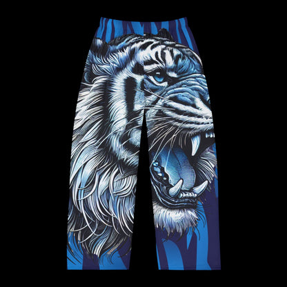 Fierce Tiger Men's Pajama Pants - Comfortable Sleepwear in Bold Blue Design