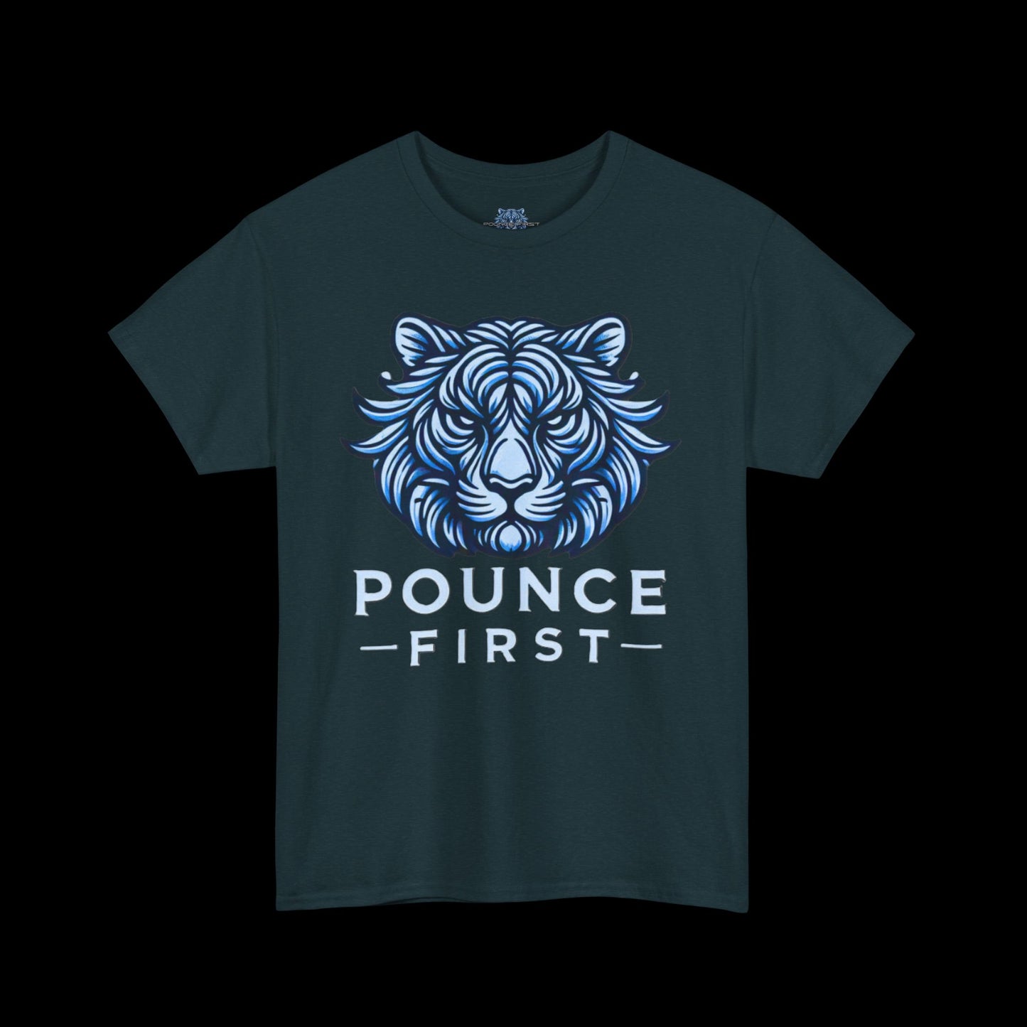 Blue Tiger Logo Tee – Bold Pounce First Tiger Graphic T-Shirt