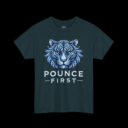 Blue Tiger Logo Tee – Bold Pounce First Tiger Graphic T-Shirt