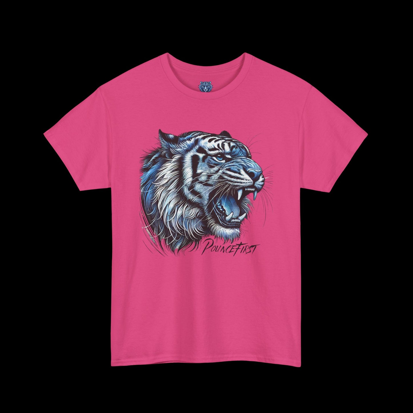 Blue Tiger Portrait - Roaring Tiger Graphic Tee