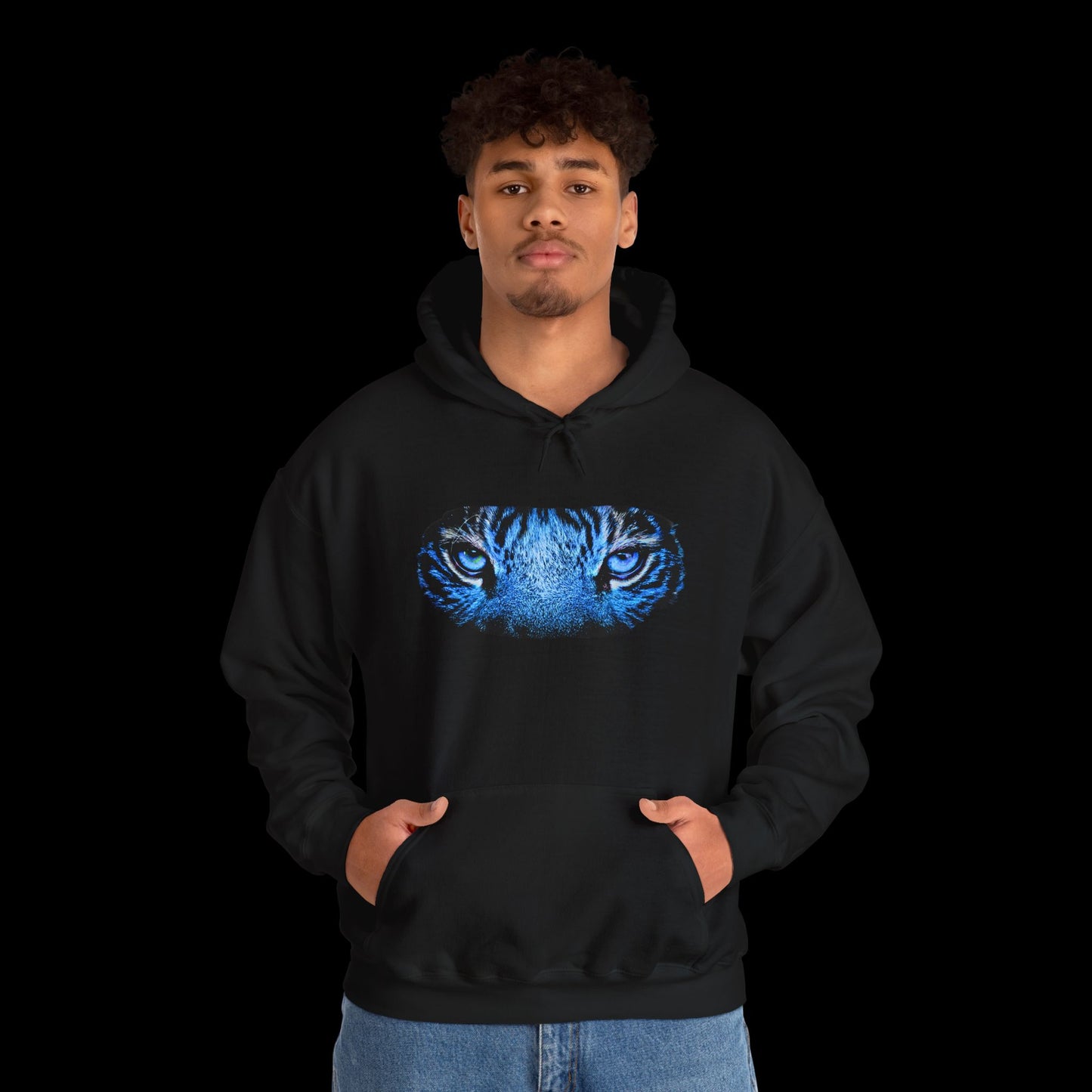 Blue Tiger Unisex Heavy Blend Hoodie - Fierce Animal Design for Everyday Comfort