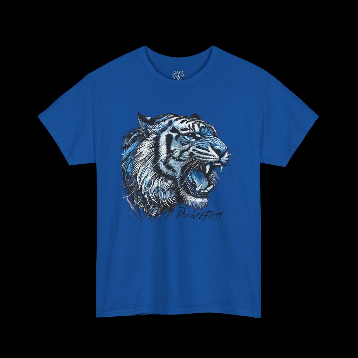 Blue Tiger Portrait - Roaring Tiger Graphic Tee