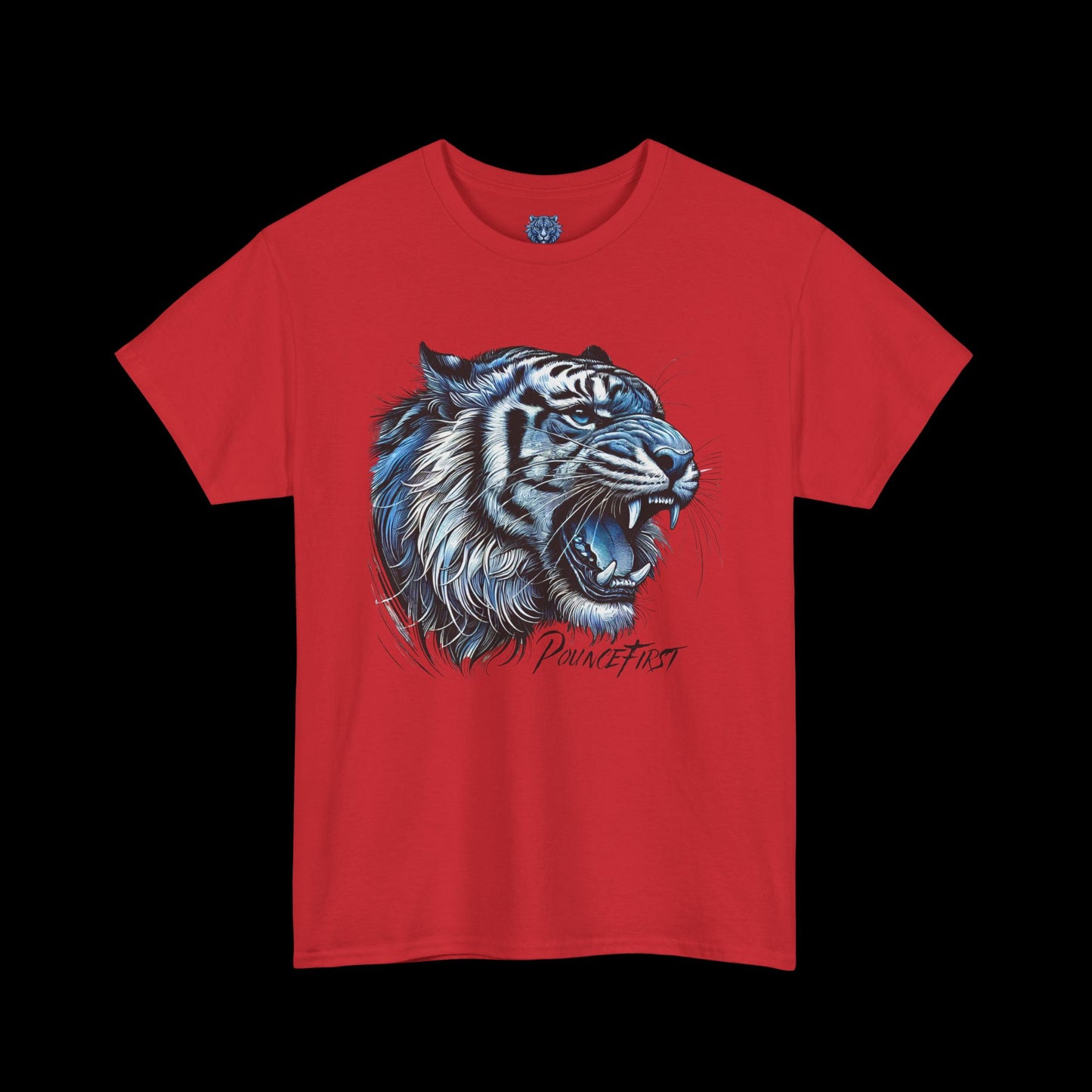 Blue Tiger Portrait - Roaring Tiger Graphic Tee