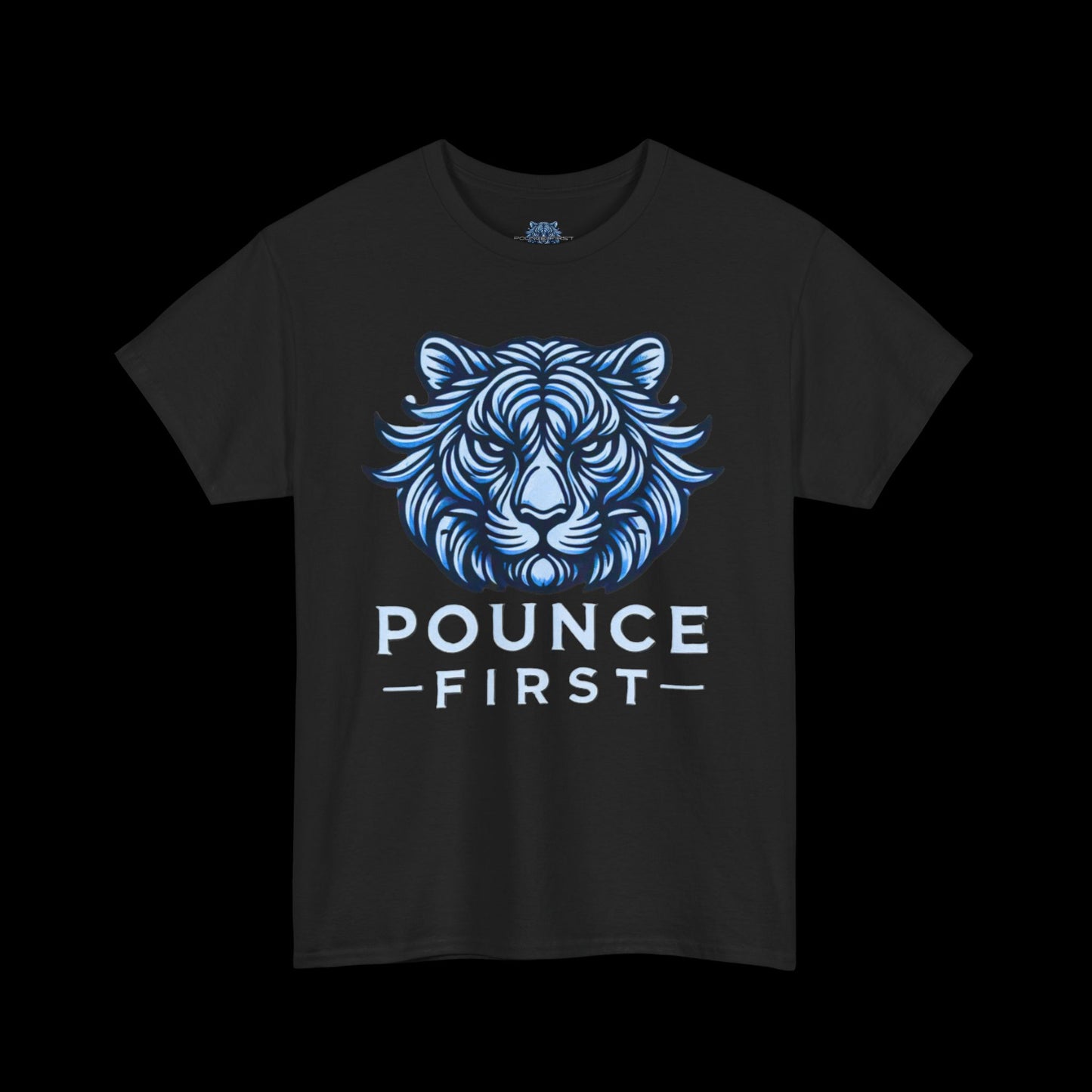 Blue Tiger Logo Tee – Bold Pounce First Tiger Graphic T-Shirt