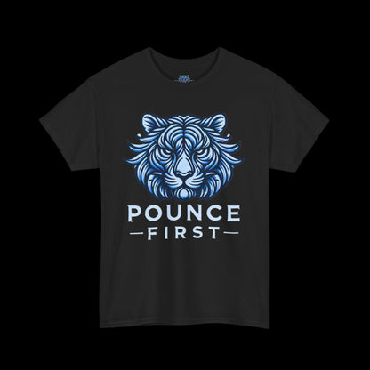 Blue Tiger Logo Tee – Bold Pounce First Tiger Graphic T-Shirt