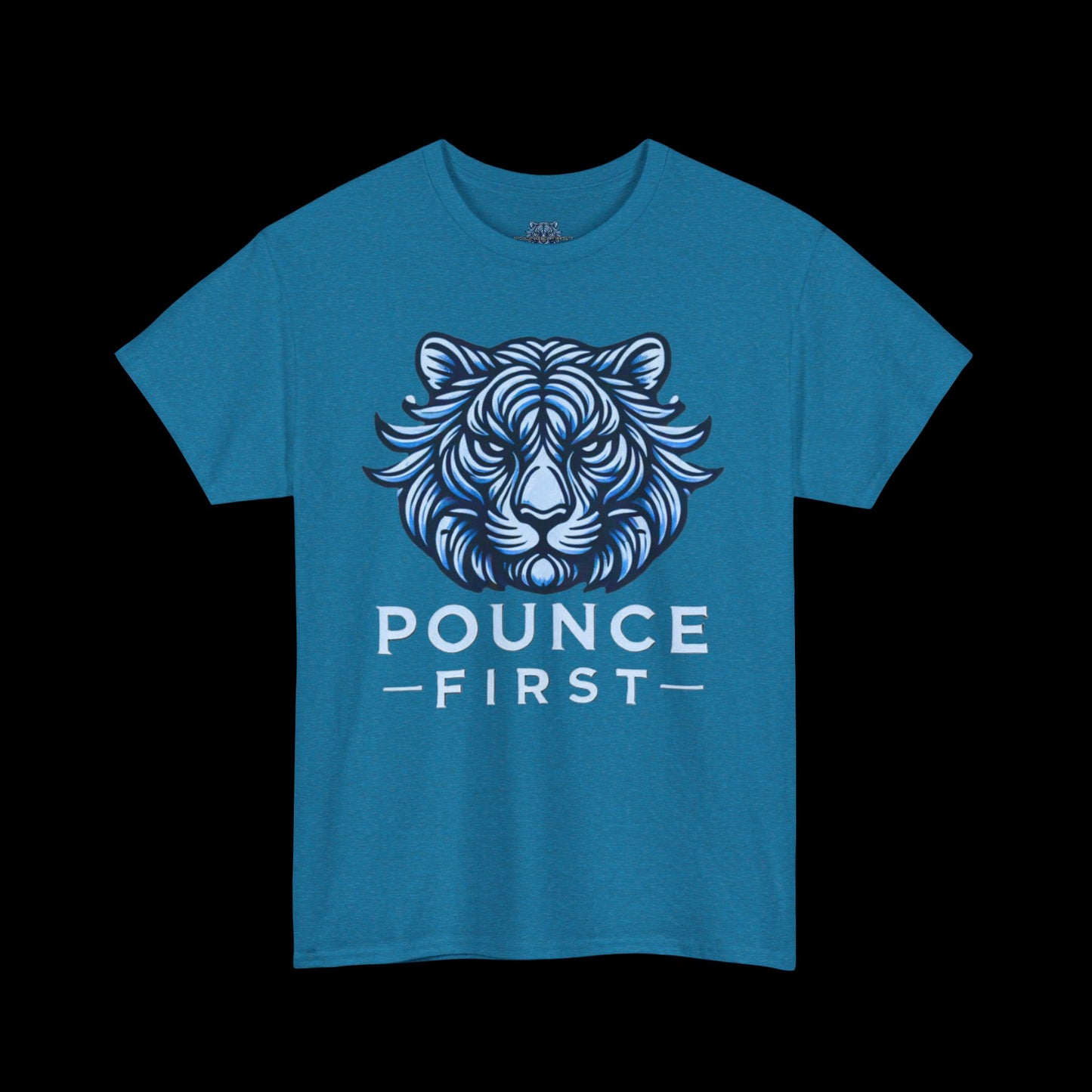 Blue Tiger Logo Tee – Bold Pounce First Tiger Graphic T-Shirt