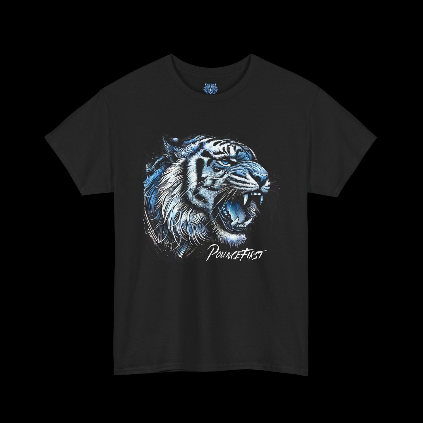 Blue Tiger Portrait - Roaring Tiger Graphic Tee