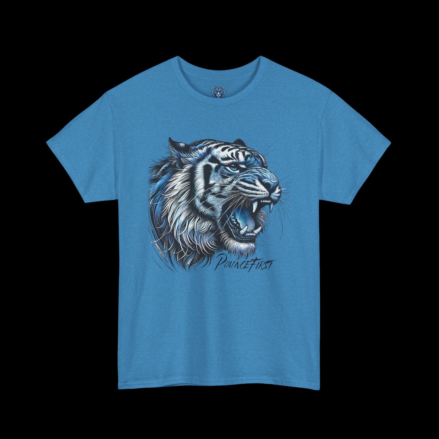 Blue Tiger Portrait - Roaring Tiger Graphic Tee