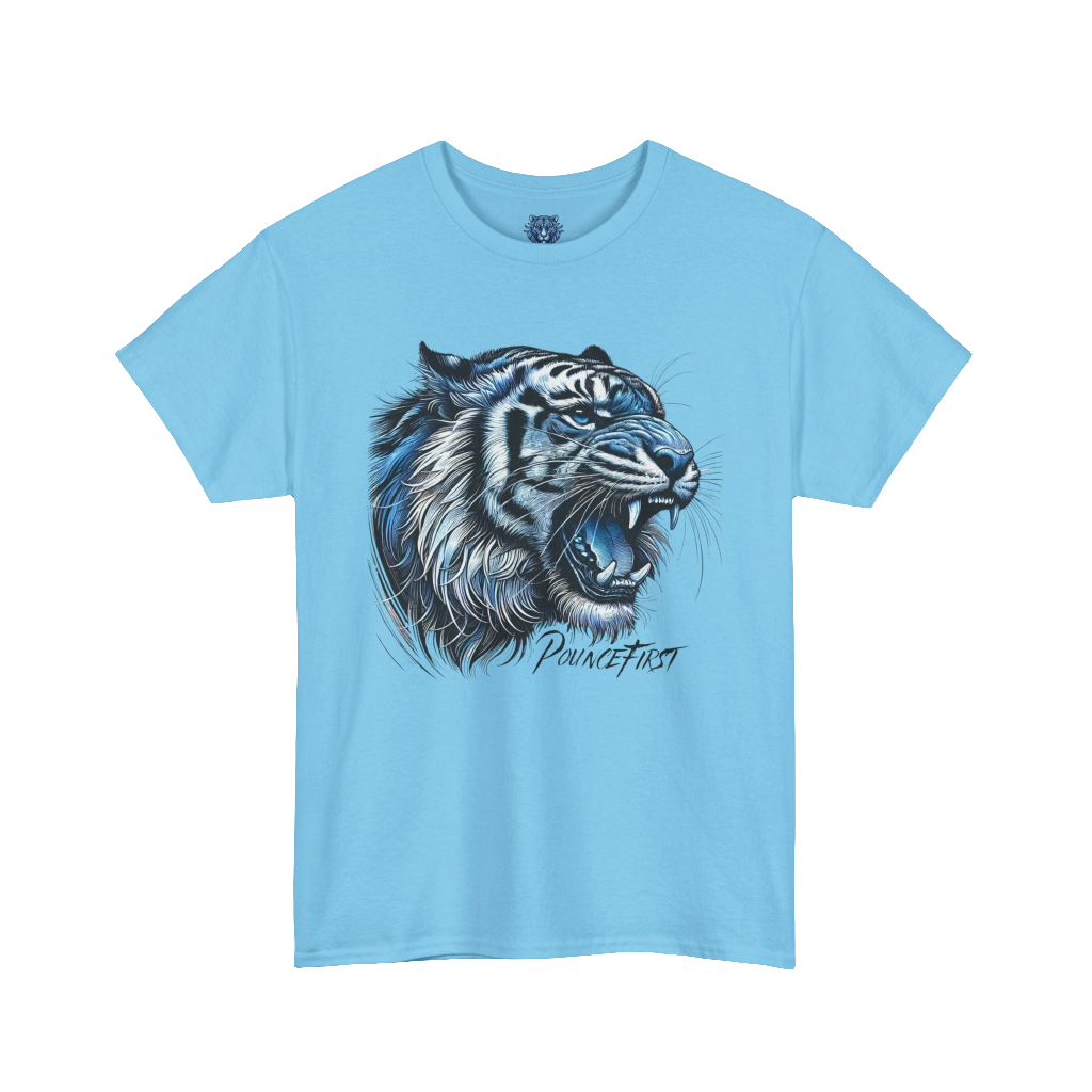 Blue Tiger Portrait - Roaring Tiger Graphic Tee