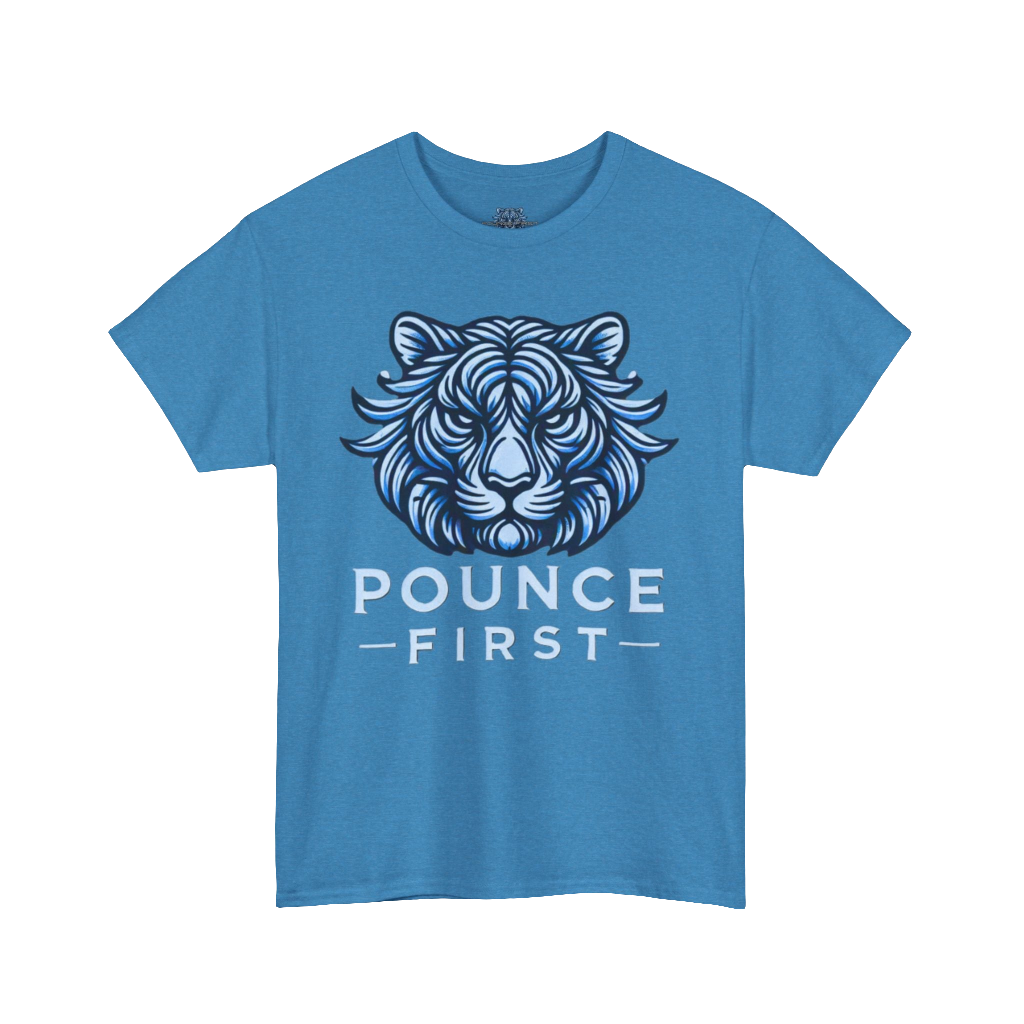 Blue Tiger Logo Tee – Bold Pounce First Tiger Graphic T-Shirt