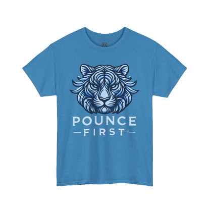 Blue Tiger Logo Tee – Bold Pounce First Tiger Graphic T-Shirt